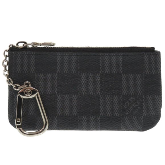 Louis Vuitton Pochette Cle Damier Graphite N60155 Black Coin Case LV 1070 LOU...